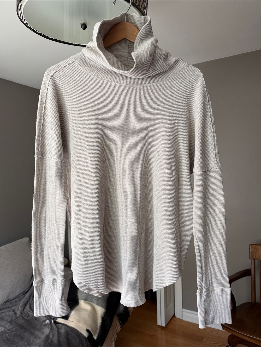TNA Light Cream Waffle Knit Turtleneck Sweater
